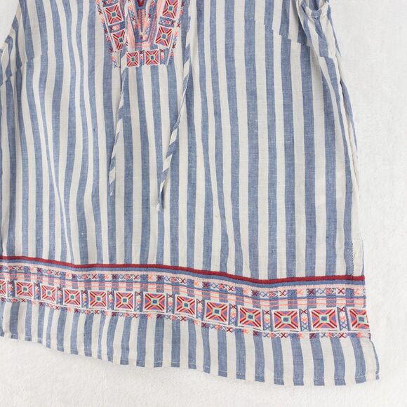 Artisan NY Tank Top Womens Medium 100% Linen Embroidered Striped Breathable - Picture 3 of 10